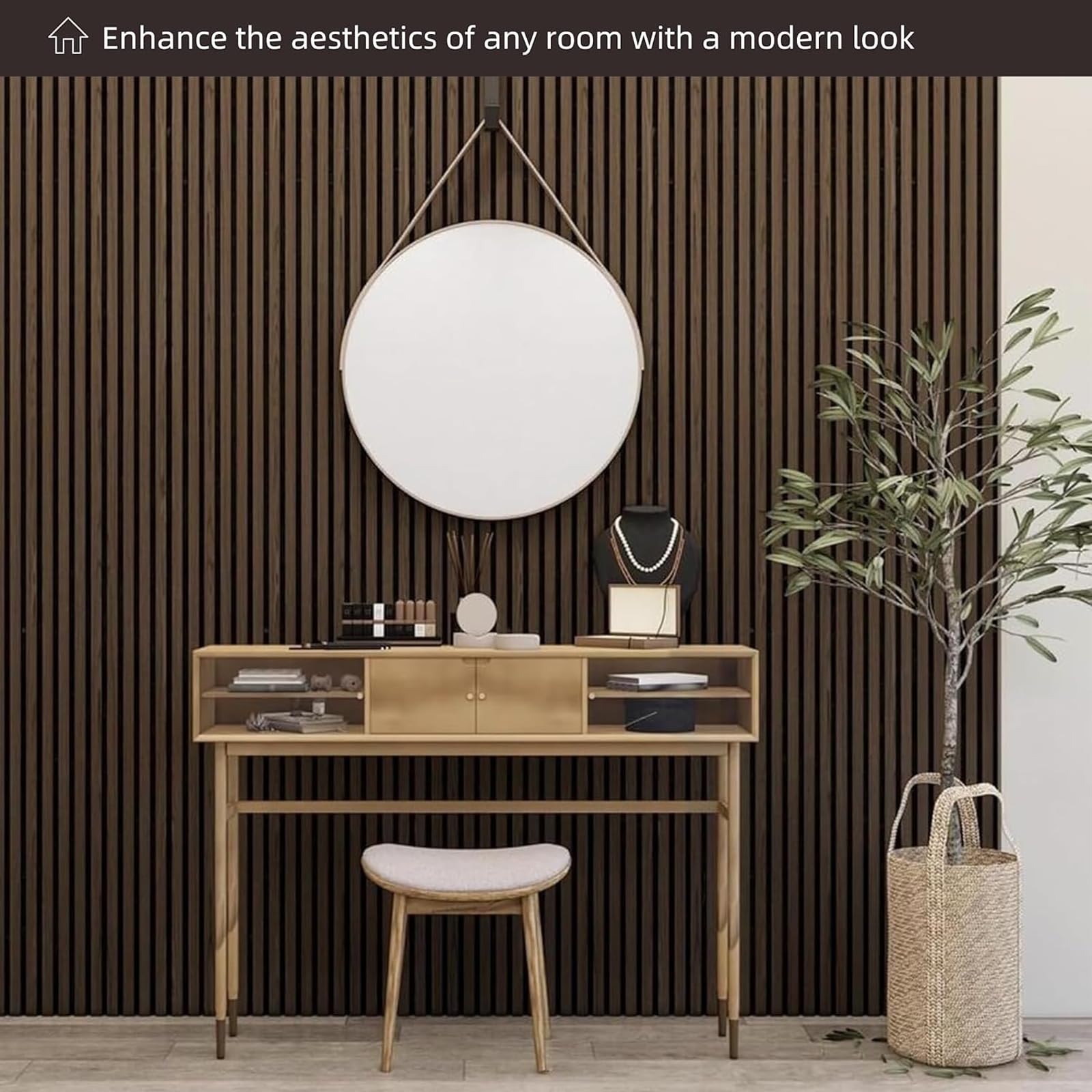 4 Pack Wood Wall Panels - MDF Soundproof 3D Wall Paneling for Home & Office Decor, Wood Textured Acoustic Fluted Wall Panels (94 Inch, Walnut) | Noise Reduction for Bedrooms, Studios & Conference Rooms