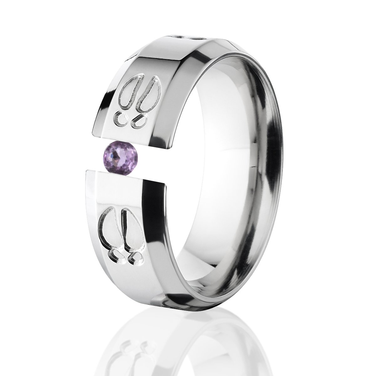 Amethyst Titanium Tension Ring - Elegant Jewelry for Everyday Wear