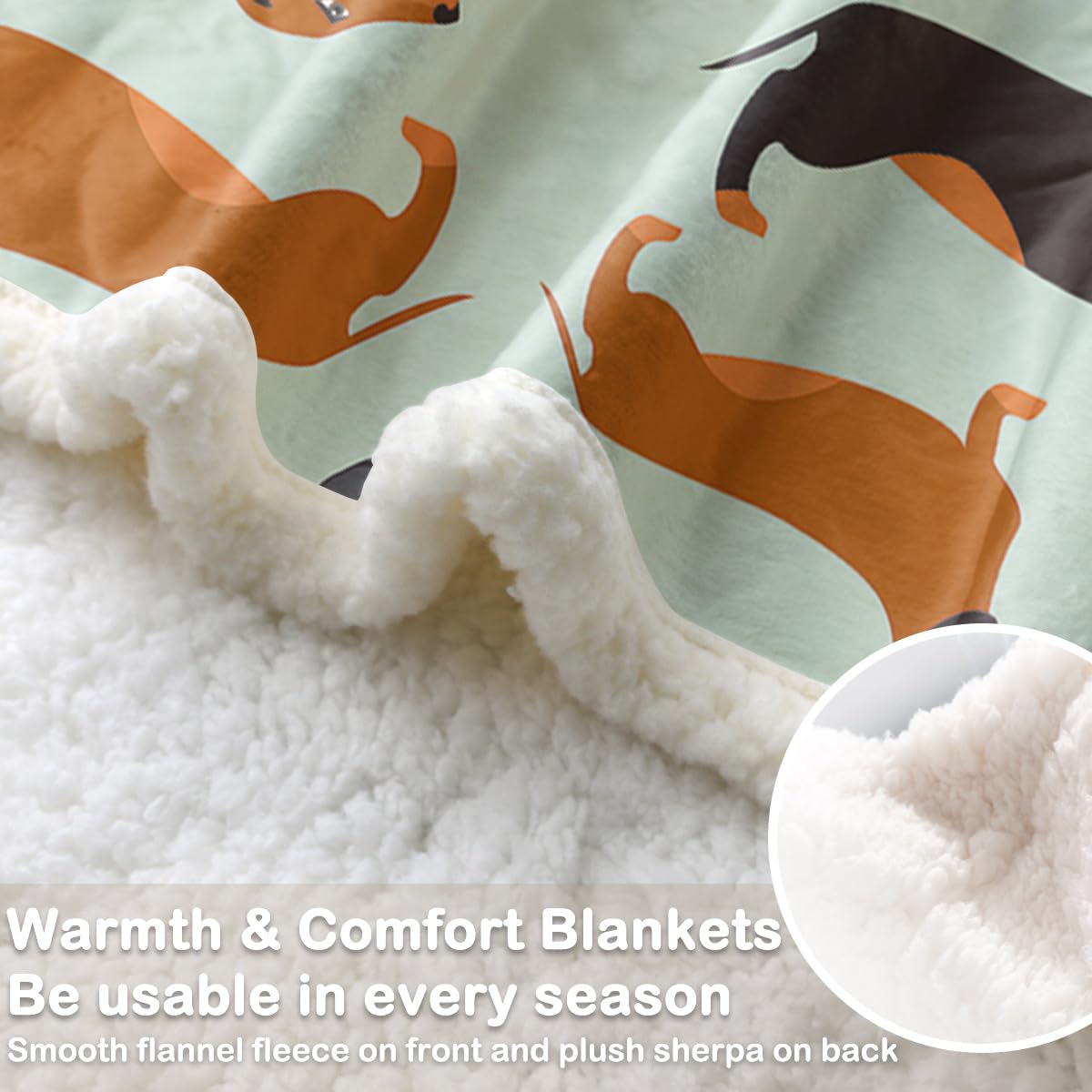 **Soft Dachshund Fleece Throw Blanket 50