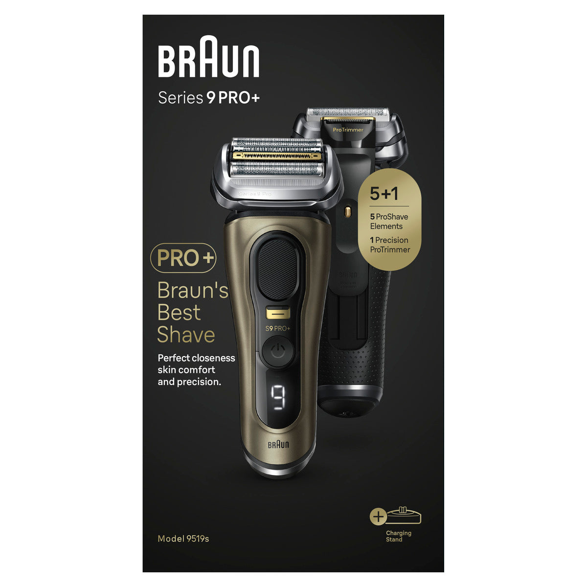 Braun Series 9 PRO+ 9519S Wet & Dry Electric Shaver for Men - Close Shave with Precision Trimmer | Perfect for Travel, Business & Daily Grooming