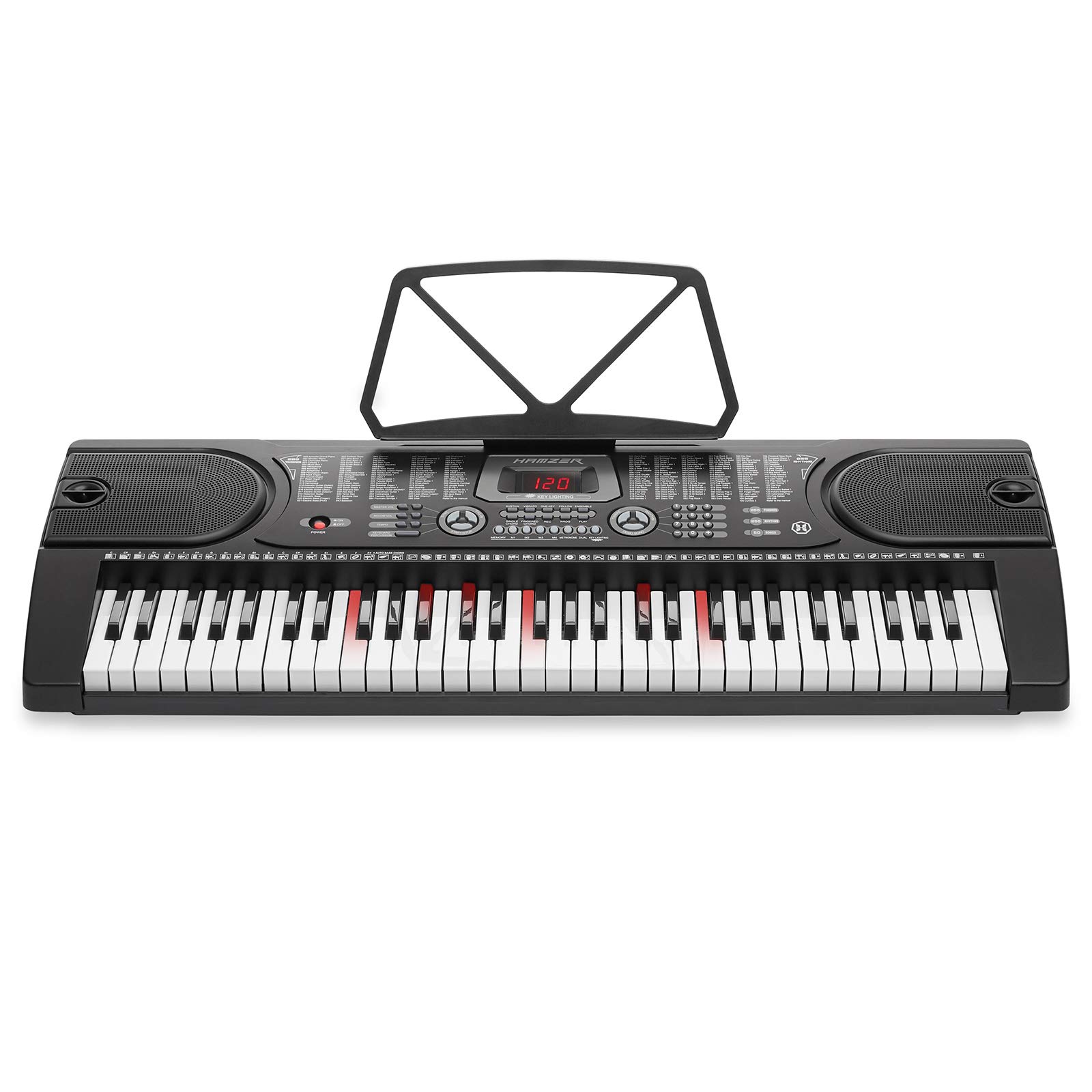 Hamzer 61-Key Portable Electronic Keyboard Piano with LED Lighted Keys, Built-In Speakers, Stand & Bench - Complete Beginner Piano Set for Home Learning & Practice | Perfect for Kids, Adults & Music Enthusiasts