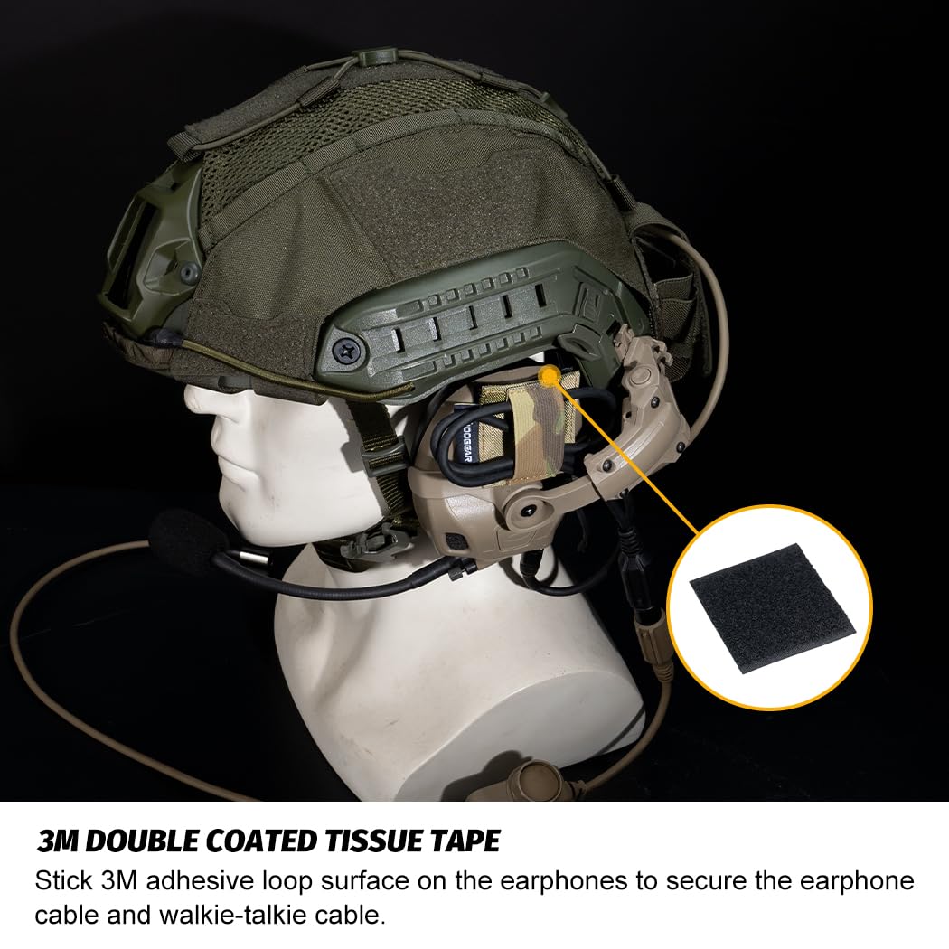 IDOGEAR SPORTS Tactical Cable Management Sticker - Reusable Hook and Loop Fastening Cable Ties for Tactical Gear, Helmet, Headset, Walkie-Talkie (1pc, Camo) - Perfect for Military, Outdoor, and Sports Equipment Organization