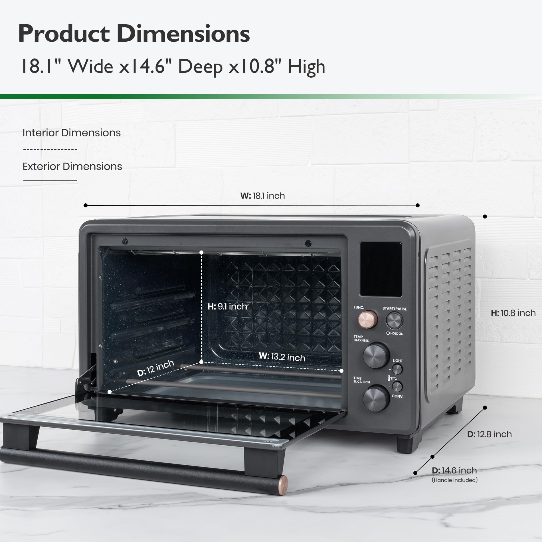 Infrared Air Fryer Toaster Oven Combo - 10-in-1 Countertop Convection Oven with Non-Toxic Enamel Coating, Extra Large Capacity for 6-Slice Toast, Includes Easy-Clean Enamel Baking Pan - Perfect for Healthy Cooking, Baking, and Family Meals