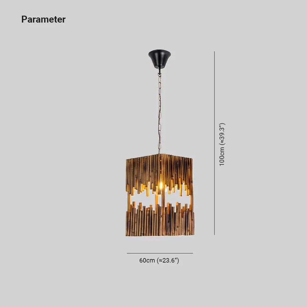Vintage Rectangular Wooden Pendant Light - Layered Design for Dining Room, Kitchen Island & Bedroom Lighting
