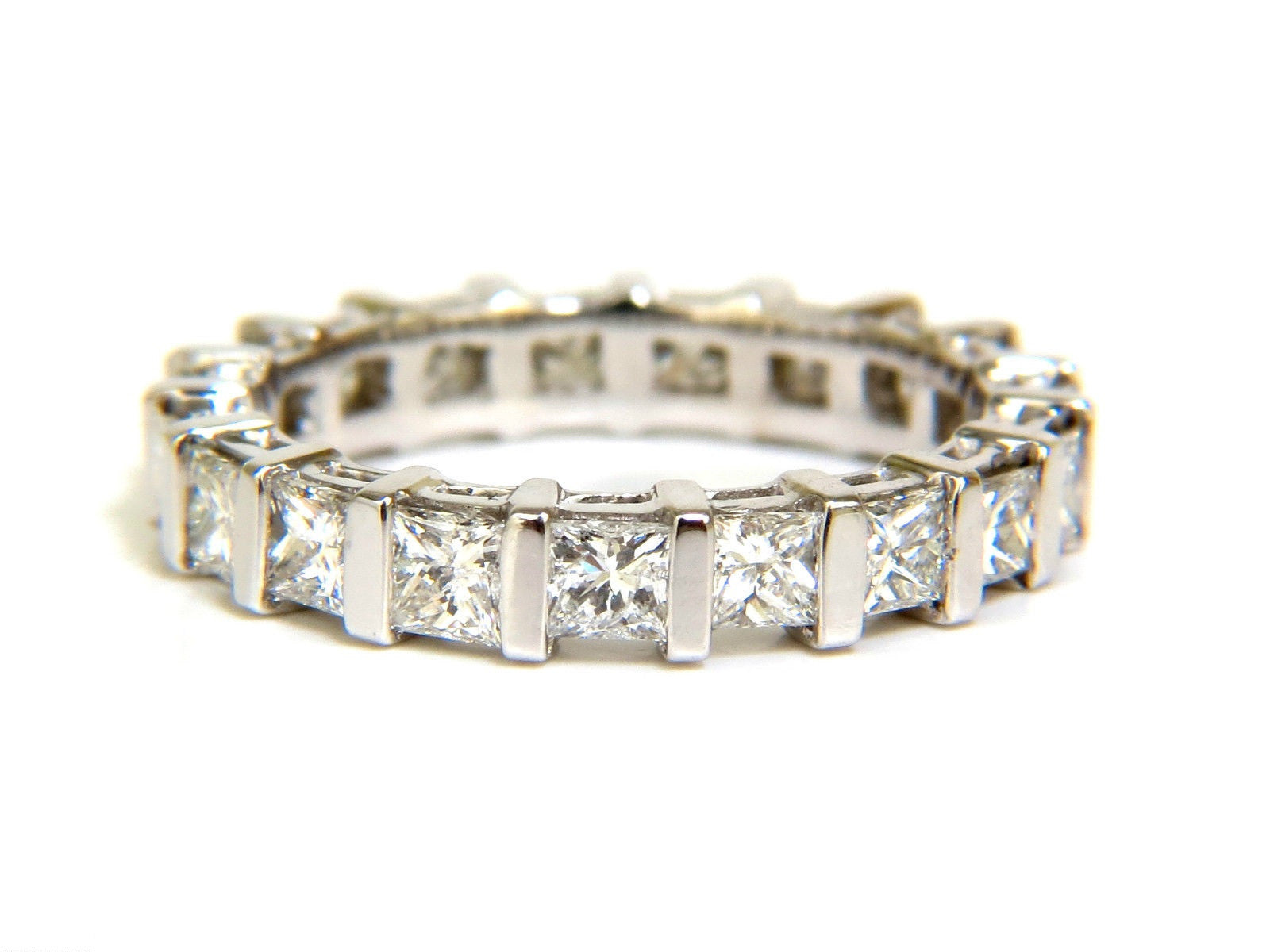 2.85CT Princess Cut Diamond Eternity Ring in 14KT Gold, H/VS Quality, Size 7.25, Channel Setting - Perfect for Anniversaries, Engagements & Special Occasions