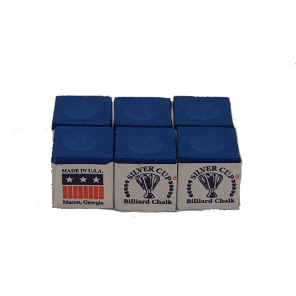 Premium Silver Cup Set of 6 - Electric Blue Pool Cue Chalk for Billiards & Snooker - High Grip Chalk for Smooth Shots - Perfect for Pool Halls, Game Rooms & Home Use
