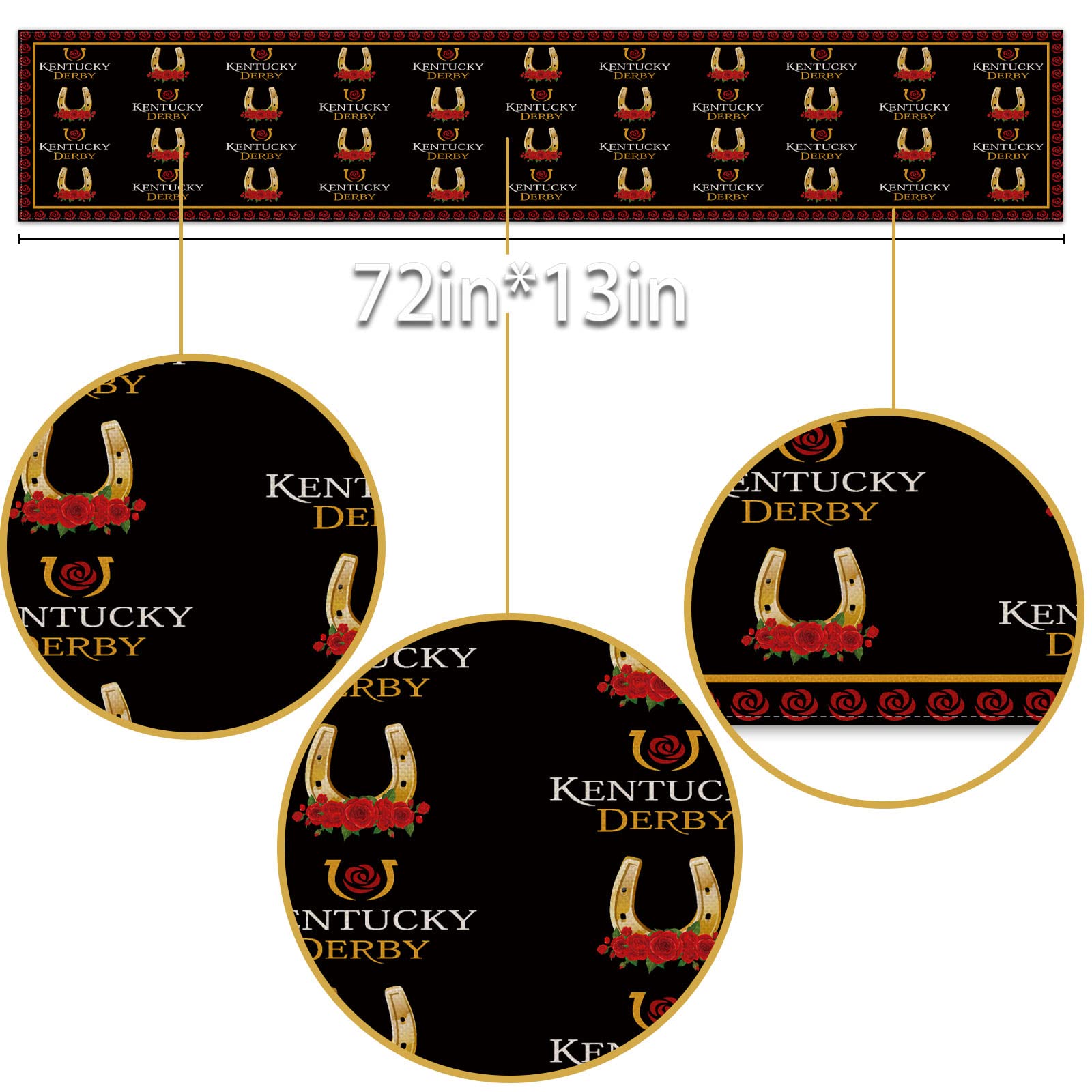 Premium Linen Kentucky Derby Table Runner - 13x72 Inch Jockey Run for The Roses Horse Racing Decor for Dining Room, Party & Special Events - Elegant Home Decoration for Derby Day & Equestrian Theme Parties