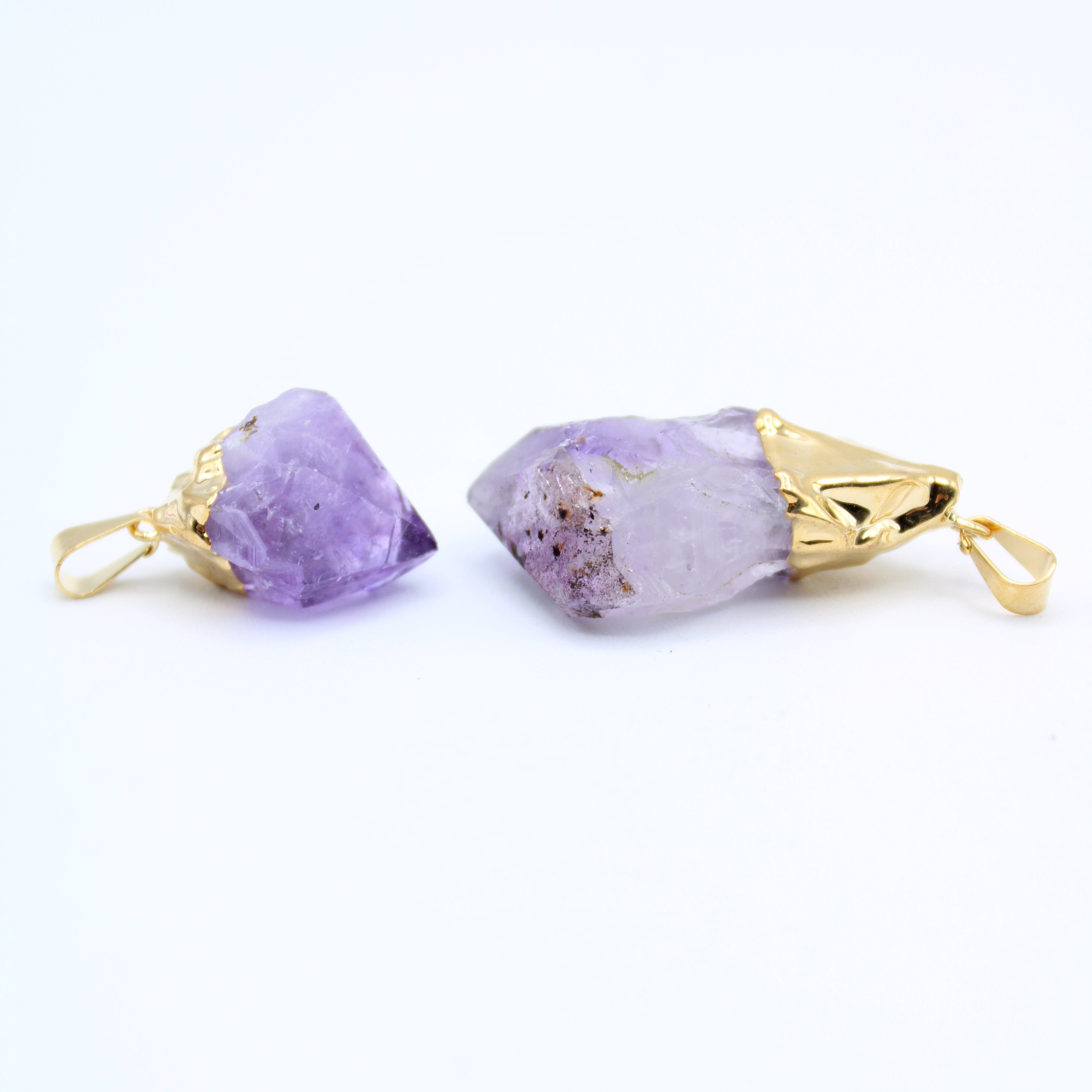 Natural Amethyst Crystal Point Pendant Necklace - Healing Stone Jewelry for Women - Perfect for Meditation, Energy Cleansing & Spiritual Gifts