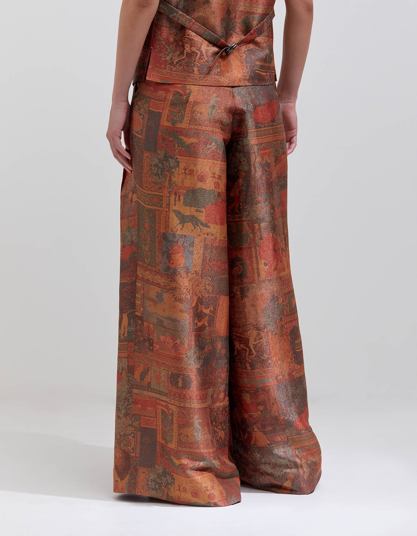 Terracotta Silk Brocade Vest with Zig Zag Pattern - Elegant Women's Fashion Top for Parties, Weddings & Special Occasions