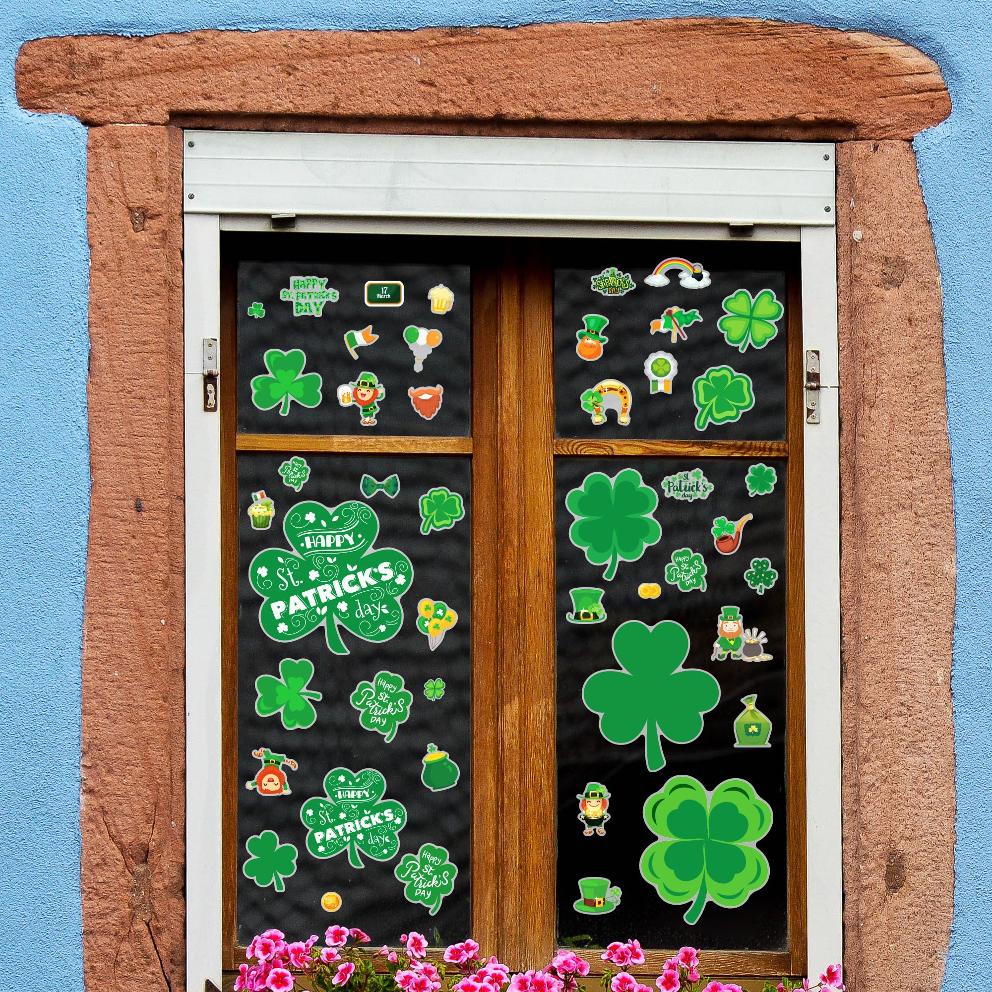 105 PCS Reusable St Patrick's Day Window Clings - Shamrock Stickers for Glass, Door & Wall Decor | Spring Party, Home & Office Decoration | St Patrick's Day Decorations