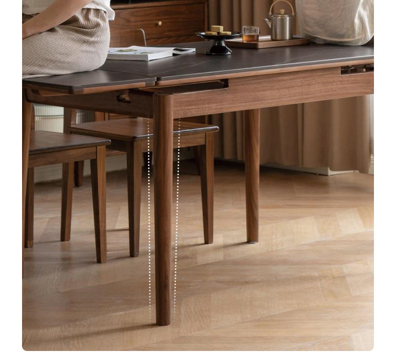 Solid Black Walnut Foldable Dining Table - Handcrafted Wooden Rock Plate for Kitchen, Dining Room & Small Spaces | Rustic Farmhouse Style Furniture