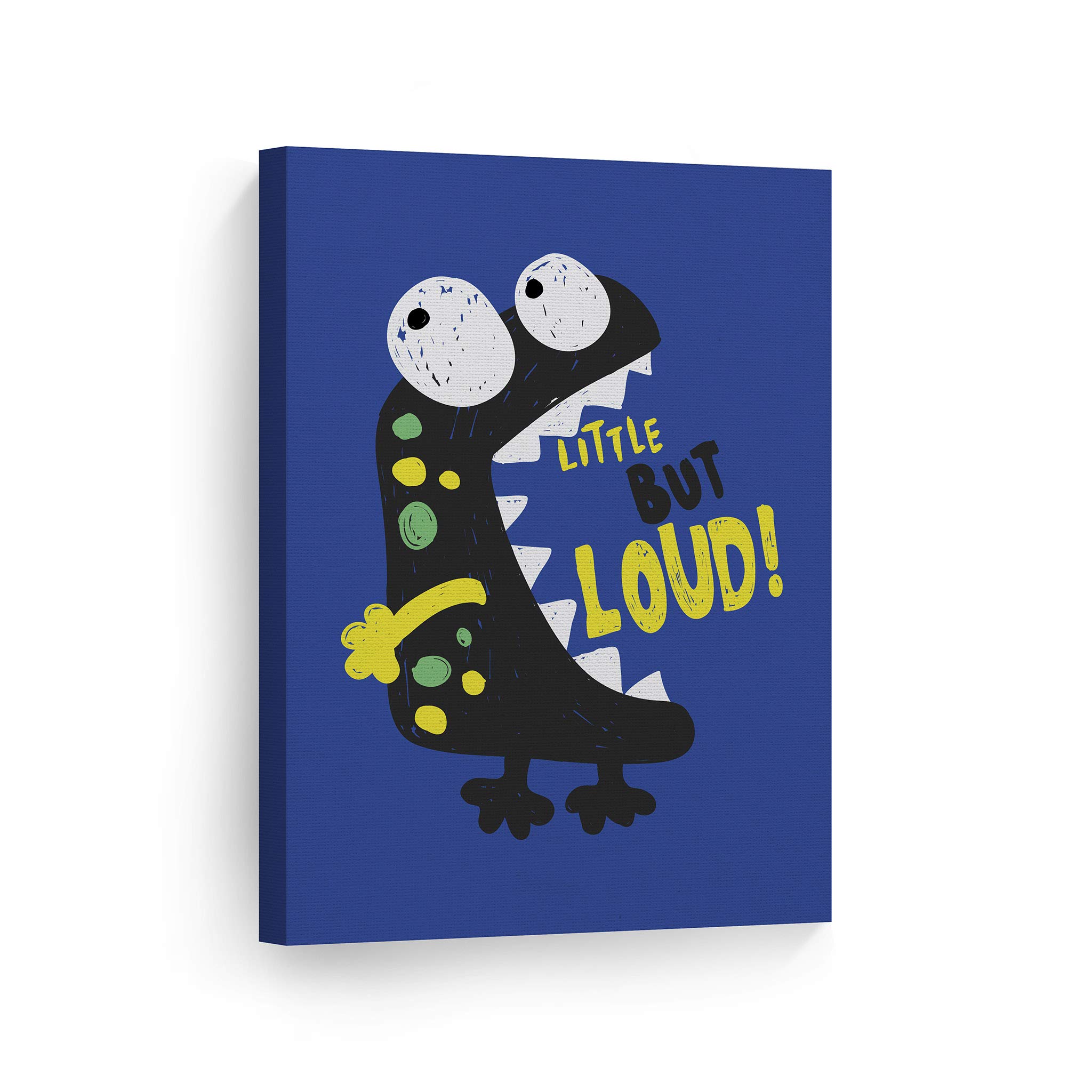 Cute Little Bur Loud Monster Canvas Wall Art - Blue Background, Ready to Hang, 22x15 Inches - Perfect for Boys Room, Nursery & Kids Bedroom Decor - Made in USA | Fun & Playful Wall Decor for Children's Spaces