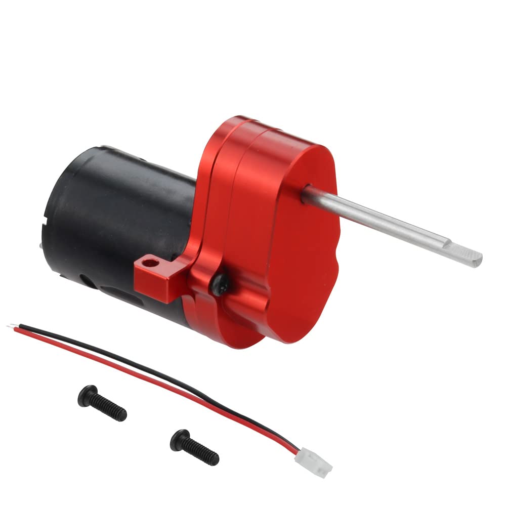 Leonnn D12 Metal Gearbox Gear with 370 Brush Motor - Upgrade Parts for WPL D12 1/10 Off-Road RC Truck (Red) | Durable Replacement for Enhanced Performance in Rough Terrain & RC Racing