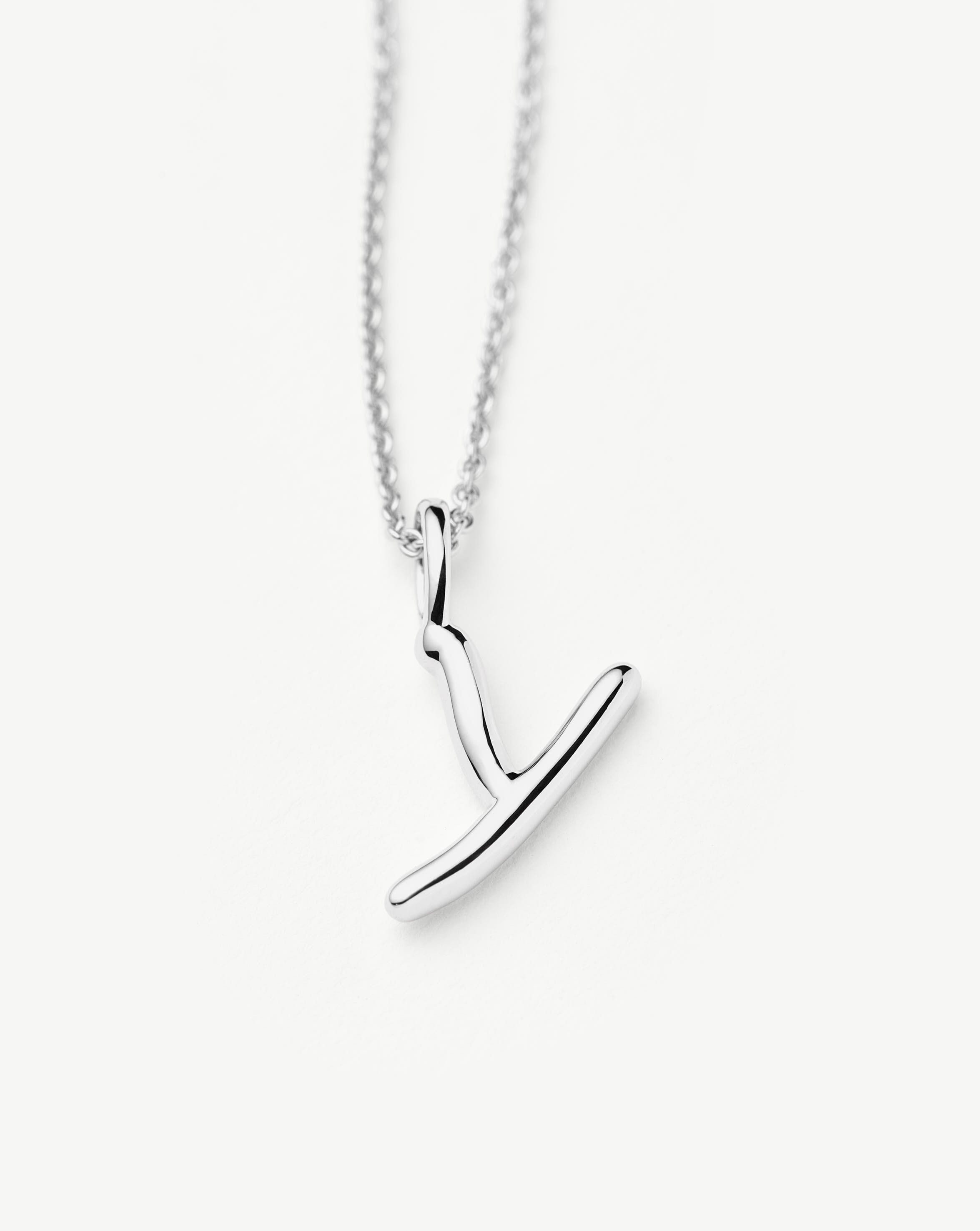 Curly Molten Mini Initial Necklace - Personalized Sterling Silver Jewelry for Women | Perfect Gift for Birthday, Anniversary & Valentine's Day