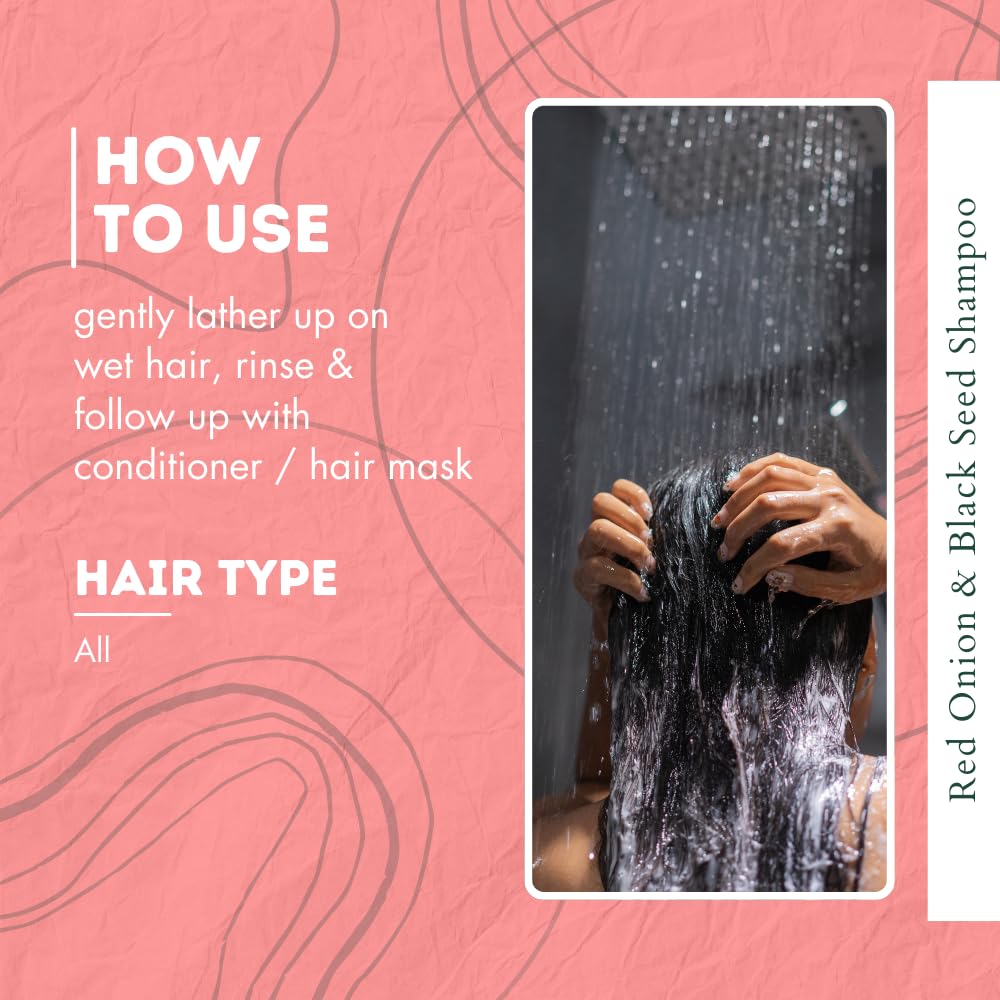 KHADI Red Onion & Black Seed Shampoo for Hair Growth - 100% Natural Ayurvedic Formula for Strong & Healthy Hair - 420ml (Pack of 2) - Perfect for Daily Hair Care & Scalp Nourishment