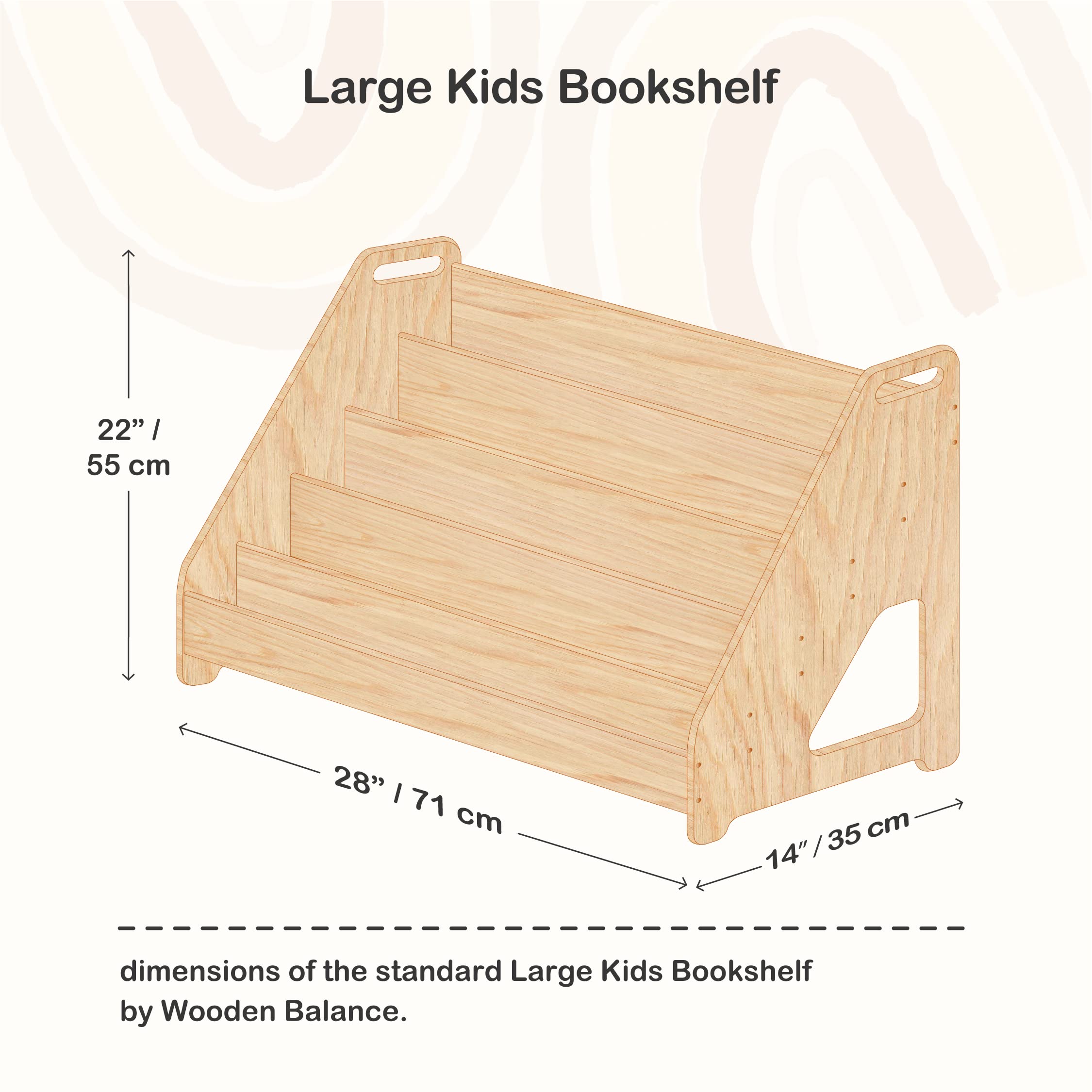 Montessori Kids Bookshelf - Natural Wood Toddler Bookcase for Nursery & Playroom - Small Children's Bookshelf for Montessori Learning & Home Organization