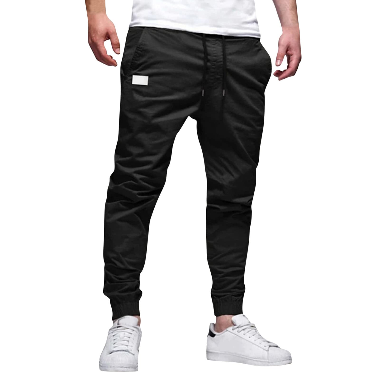 Men's Mid-Length Cargo Pants with Full Pockets - Solid Waist Casual Fashion Trousers | Perfect for Outdoor Adventures, Work & Everyday Wear