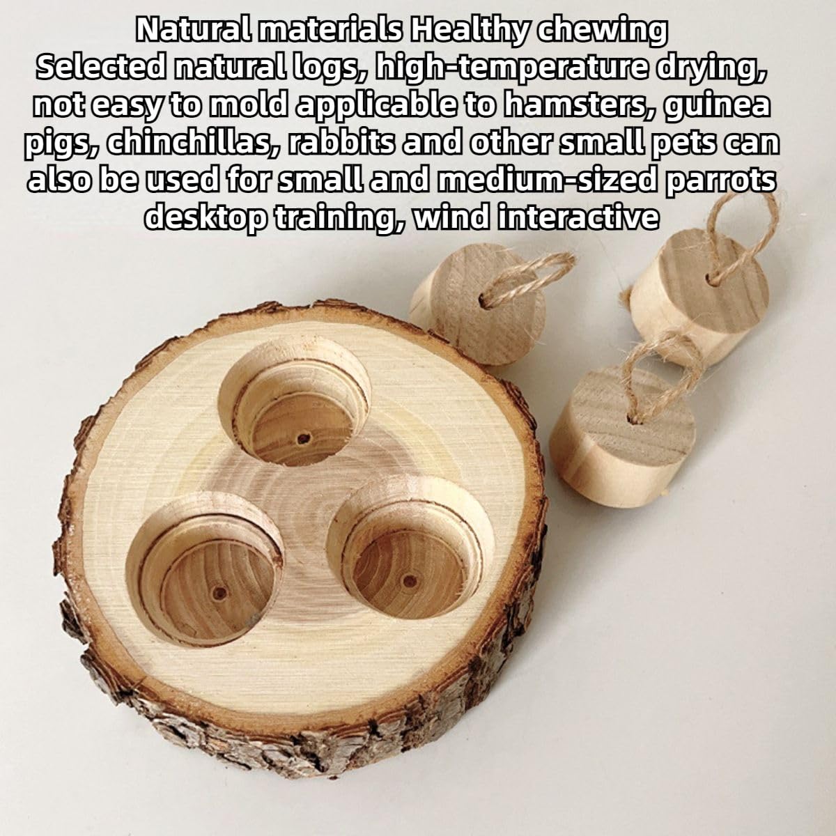 3-in-1 Wooden Small Animal Foraging Toys - Interactive Treat Dispenser Enrichment Toys for Guinea Pigs, Hamsters, Rabbits, Chinchillas, Rats & Gerbils (Colorful) - Stimulate Natural Foraging Instincts & Keep Pets Entertained