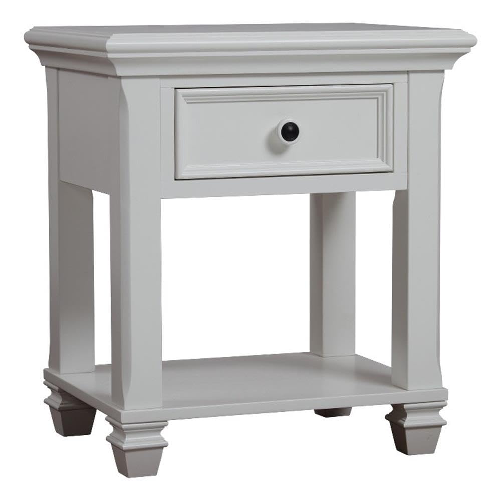 Baby Cache Glendale 1 Drawer Nightstand in Pure White - Modern Nursery & Bedroom Furniture for Baby Room Decor & Storage Solutions