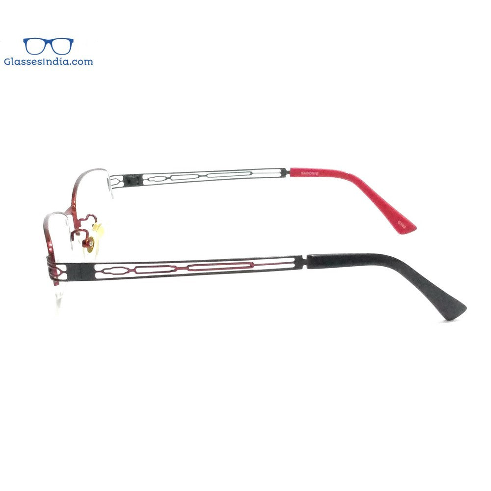 Blue Light Blocking Computer Glasses for Women - Red Supra Half Rimless Frame (A7083RD) | Reduce Eye Strain for Office Work, Gaming & Screen Time