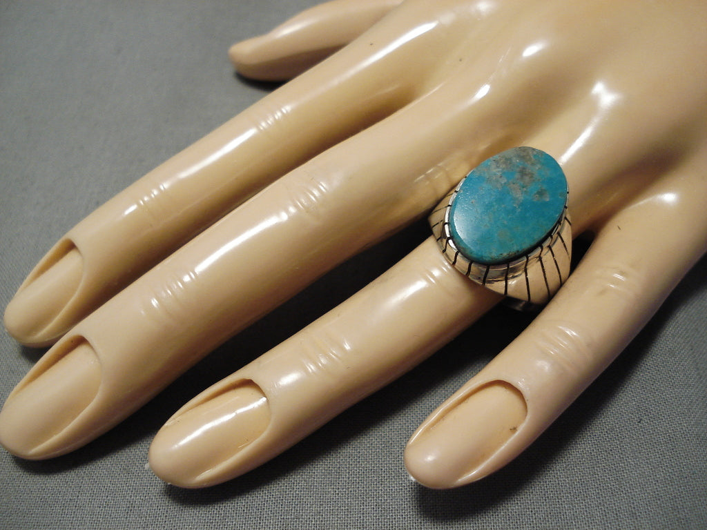 Vintage Navajo Royston Turquoise Sterling Silver Ring - Handmade Native American Jewelry for Women, Perfect for Boho Fashion, Gift Giving & Special Occasions