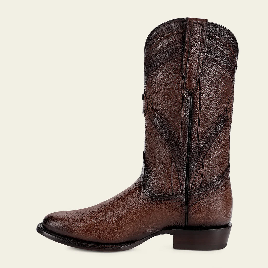 2H0AVE Men's Cuadra Honey Dress Cowboy Deer Leather Boots - Western Style Boots for Rodeo, Country Music Festivals & Outdoor Adventures