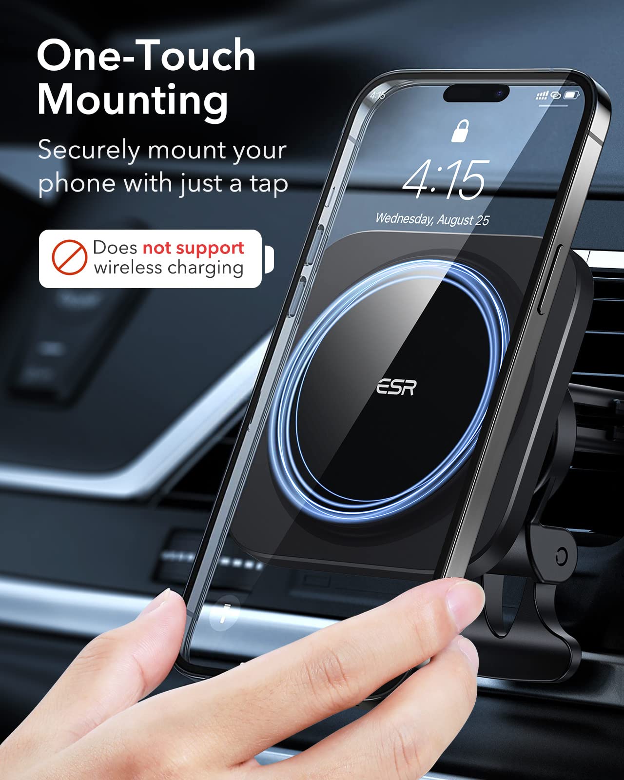 ESR MagSafe Car Mount - Magnetic Air Vent Phone Holder for iPhone 16/15 Pro Max/Plus/14/13/12 Mini & Galaxy S25 Ultra - Secure Hands-Free Car Accessory (No Charging) - Perfect for Commuting, Road Trips & GPS Navigation