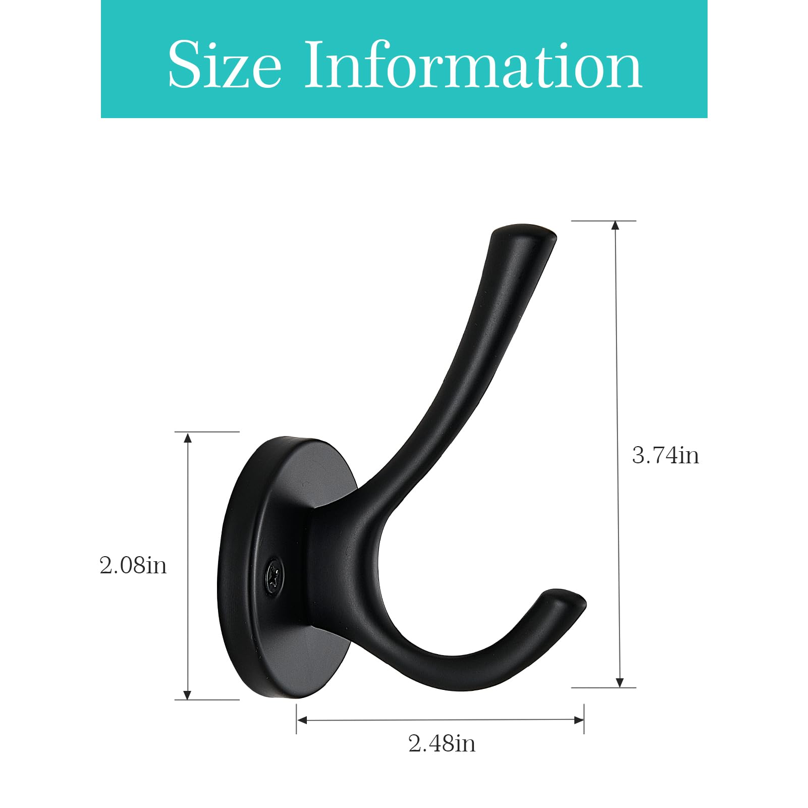 Premium Black Wall Coat Hooks - Heavy Duty All-Metal Hanging Hooks for Hats, Backpacks, Towels, Robes & Clothes - Bathroom, Living Room, Bedroom, Mudroom & Hotel Use (4 Pack) - Ideal for Home Organization & Space Saving