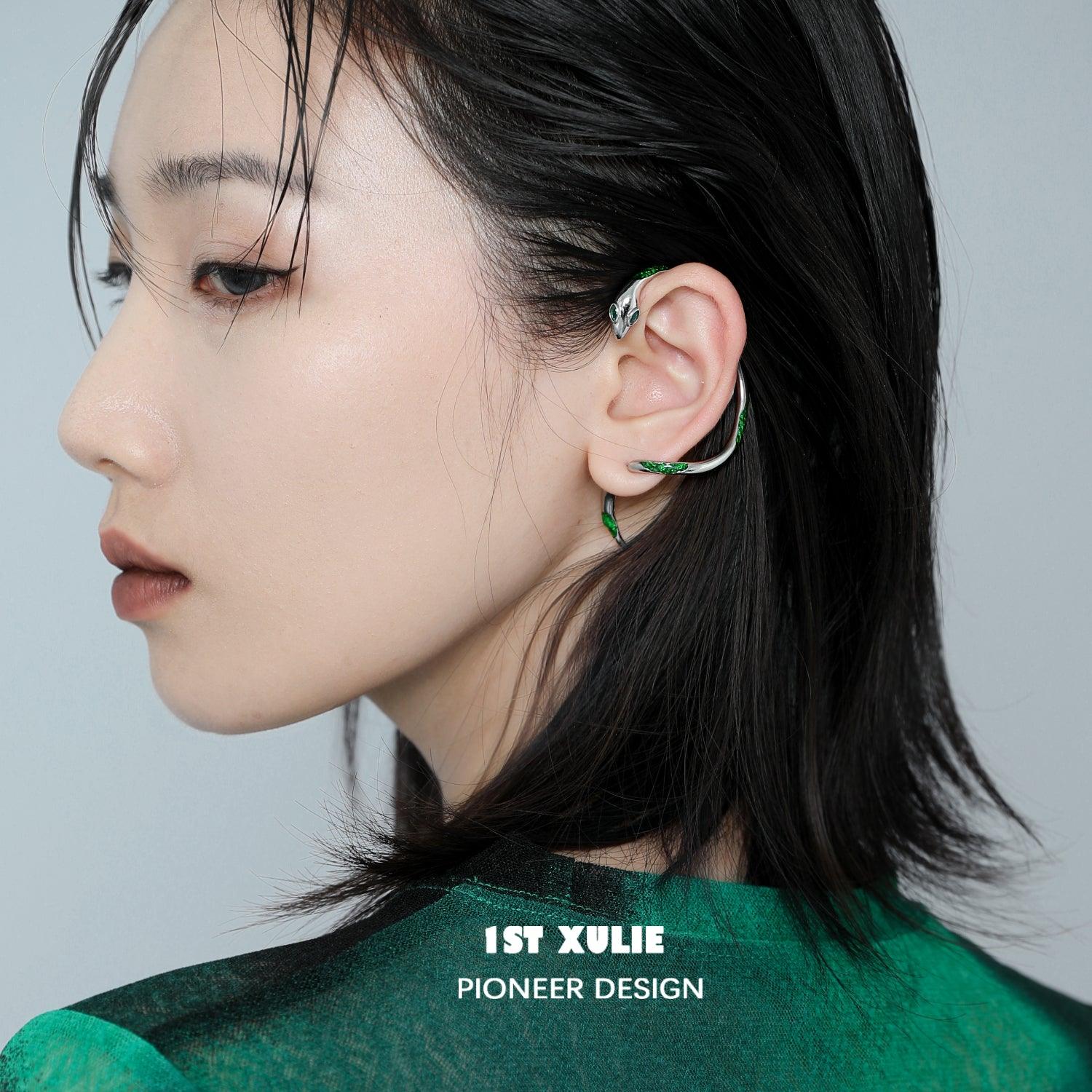 Slytherin House 18k Gold Plated Snake Stud Earrings for Women - Harry Potter Inspired Jewelry Gift for Fans, Cosplay & Everyday Wear