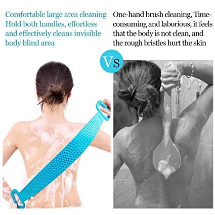 Kawna d-F Silicone Body Scrubber & Exfoliating Bath Belt for Women, Men & Kids - Soft Shower Scrubber for Deep Cleansing & Dead Skin Removal - Perfect for Spa, Shower & Bath Time (Multicolor)