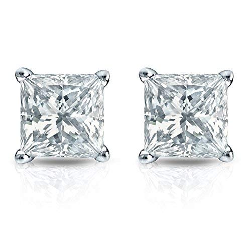 1/4 ct Princess Cut Diamond Stud Earrings in 14k White Gold - I1-I2 Clarity, 4-Prong Basket Setting - Elegant Everyday Jewelry for Women, Perfect for Work, Parties & Special Occasions