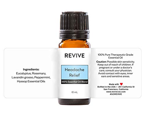 Revive 100% Pure Therapeutic Grade Headache Relief Essential Oil Blend - Natural Aromatherapy for Diffuser, Humidifier, Massage & Skin Care | Perfect for Stress Relief, Relaxation & Home Spa