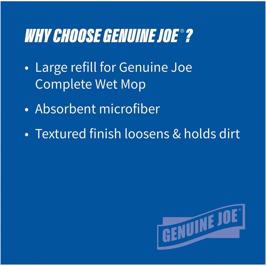Genuine Joe GJO47540 Blue Microfiber Wet Mop Head Refill - 12 Pack | Premium Cleaning Replacement for Floors & Hard Surfaces | Ideal for Homes, Offices & Commercial Spaces
