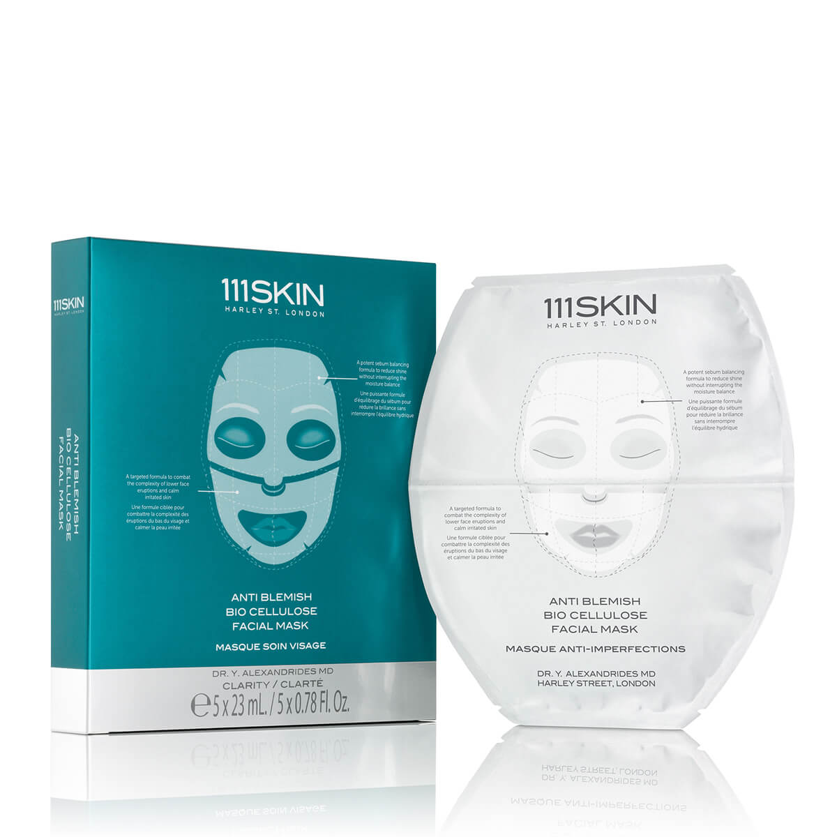 Anti Blemish Bio Cellulose Facial Mask - Box of 5 Sheets for Acne-Prone Skin | Deep Cleansing & Hydrating Treatment for Clear Complexion | Perfect for Daily Skincare Routine & Spa Nights