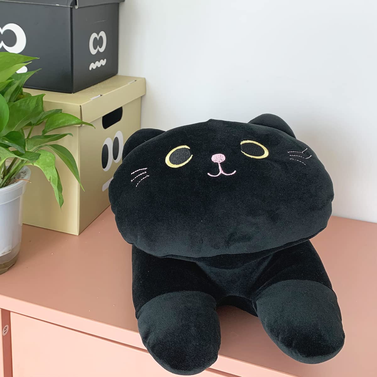 ARELUX 22 Inch Black Cat Plush Pillow - Soft Hugging Stuffed Animal Throw Pillow for Adults & Kids | Cute Kitten Sleeping Pillow for Bed, Sofa, Car | Perfect Gift for Cat Lovers, Friends & Family Birthday