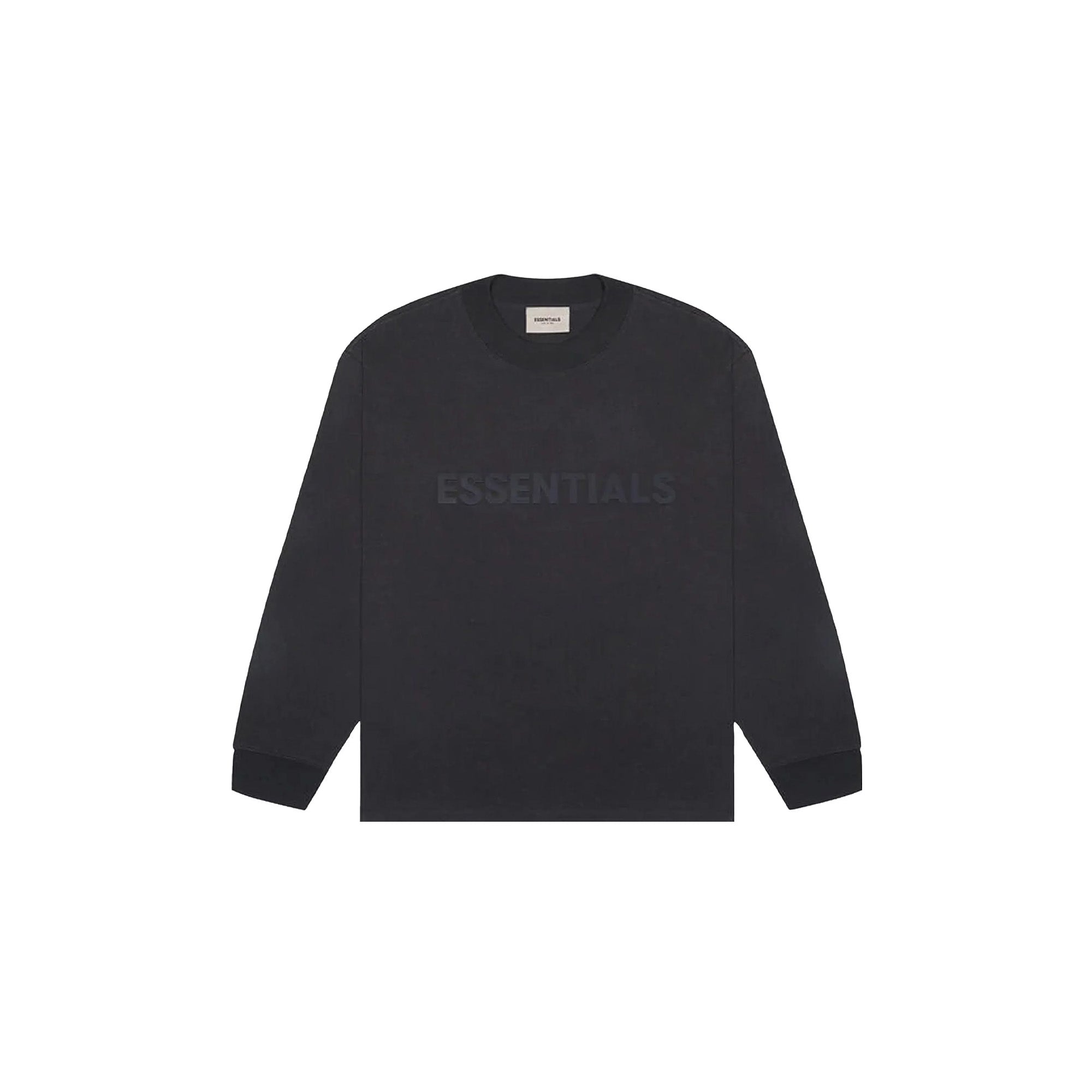 Fear of God Essentials Boxy Long Sleeve T-Shirt with Applique Logo - Dark Slate/Stretch Limo/Black (2020) | Streetwear Fashion, Casual Outfit, Layering Essential