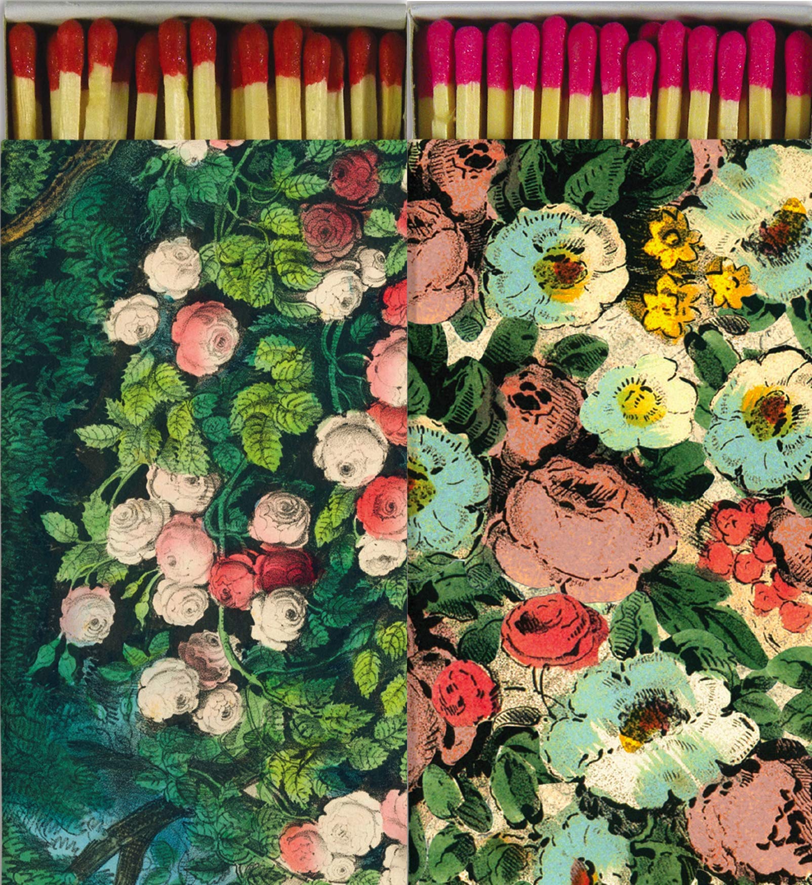 Decorative Flora Match Boxes - Set of 2 for Candles, Fireplaces & Grills
