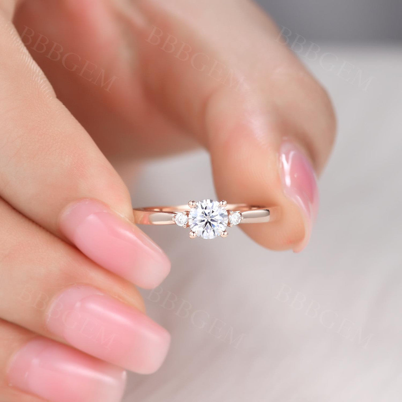 14K/18K Yellow Gold Moissanite Diamond Engagement Ring - 0.5 Carat Three Stone Promise Ring for Women, Wedding, Anniversary & Proposal