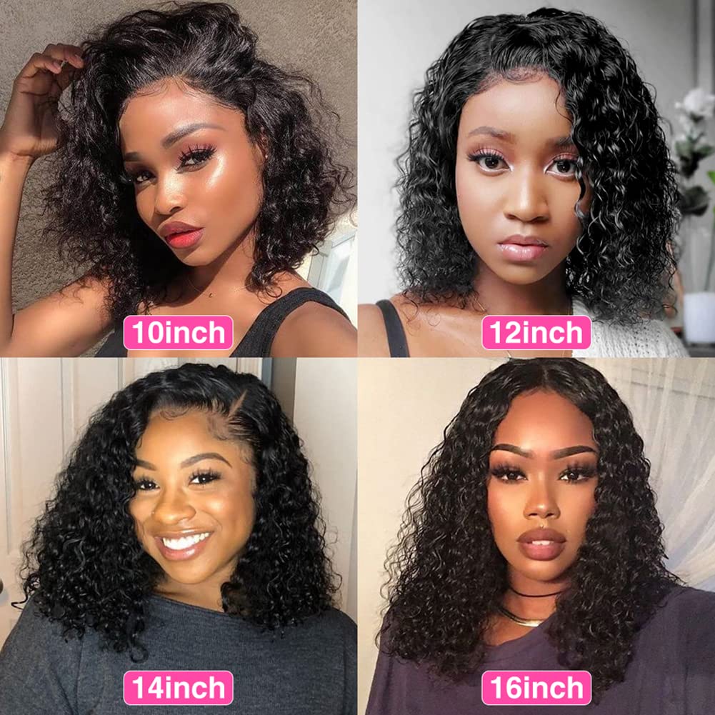 LUMIERE 13x4 HD Lace Front Wig - Brazilian Human Hair Deep Wave Bob Wig with Baby Hair | Pre-Plucked 150% Density Unprocessed Hair | 10 Inch Natural Color Lace Front Wigs for Black Women | Perfect for Daily Wear, Parties, Weddings and Special Occasions