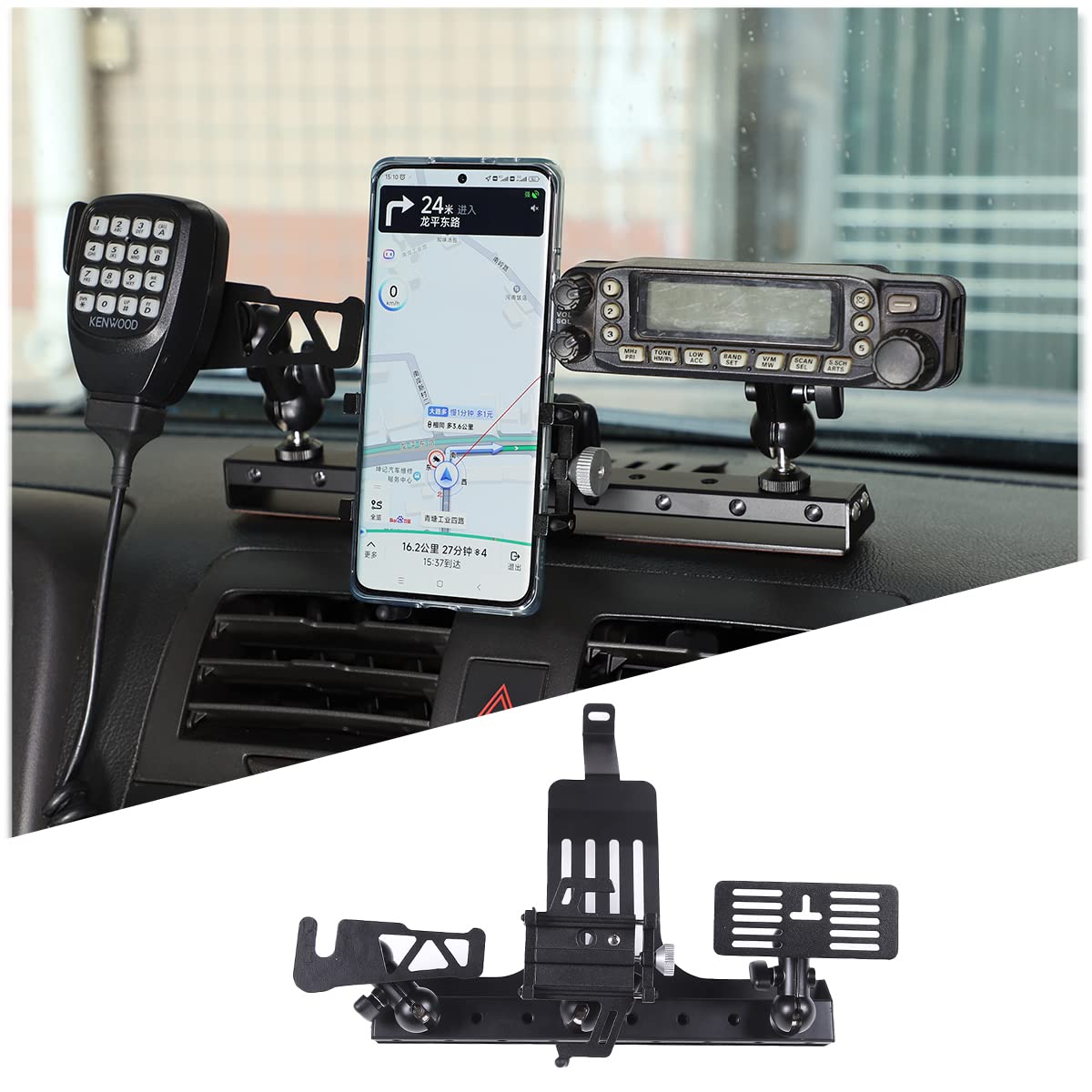 Universal Car Phone Mount & Walkie Talkie Holder Set - Compatible with Hummer H3 2005-2009 Models | 3-Piece Dashboard & Air Vent Phone Stand for Hands-Free Driving, Off-Road Adventures & Work Communication