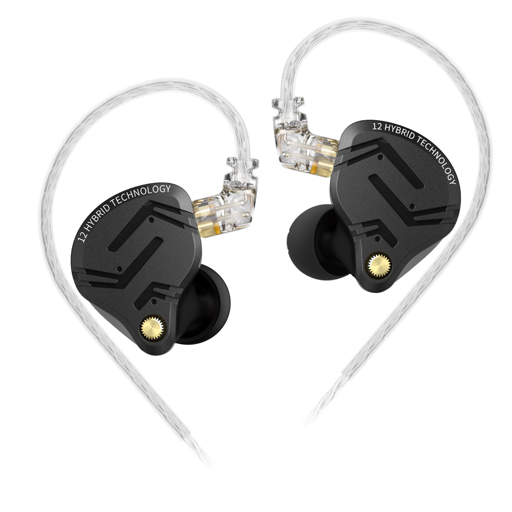 KZ ZS12 PRO X Hybrid 1DD+5BA Wired IEM Headphones, High-Fidelity In-Ear Monitors for Gaming & Audiophile, 2PIN Detachable Cable, Dark Black (No Mic) - Perfect for Competitive Gaming, Studio Monitoring & Music Listening