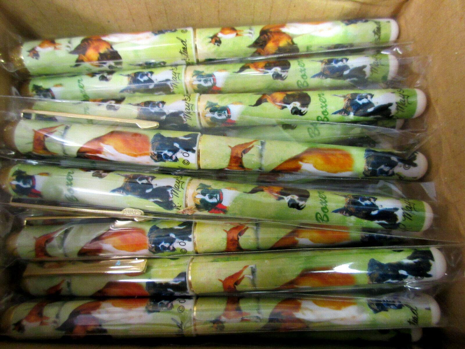 Boxer Dog Themed Designer Pens - 50-Pack Wholesale Bulk - Boxers by Ruth Maystead - Perfect for Office Supplies, School Gifts & Pet Lover Promotions