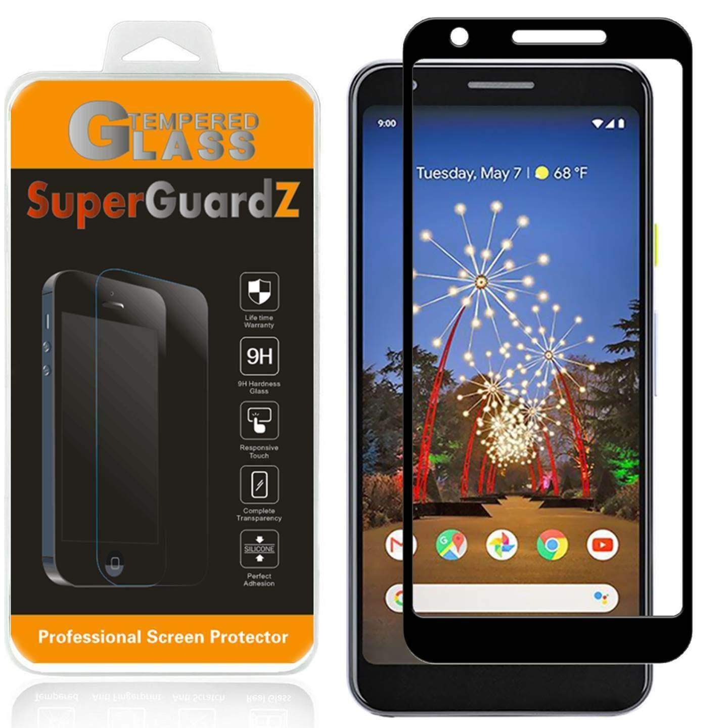 Google Pixel 3A XL Tempered Glass Screen Protector - Full Coverage, Edge-to-Edge, Anti-Scratch Protection with Lifetime Replacement - Includes 2 Stylus Pens - Perfect for Work, Gaming & Everyday Use