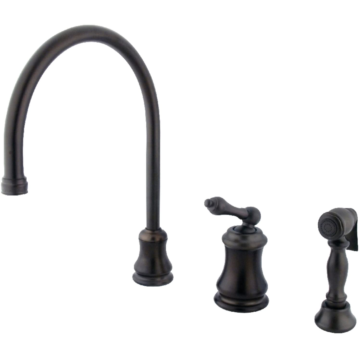 Oil Rubbed Bronze Single Handle Widespread Kitchen Faucet with Side Spray - Durable Pull-Out Sprayer for Easy Cleaning, Perfect for Modern Kitchens and Food Prep Areas
