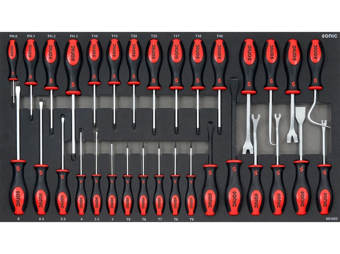 32-Piece Sonic Foam System Screwdriver Set - Professional Large (34) Tool Kit for Home Repair, Electronics & DIY Projects