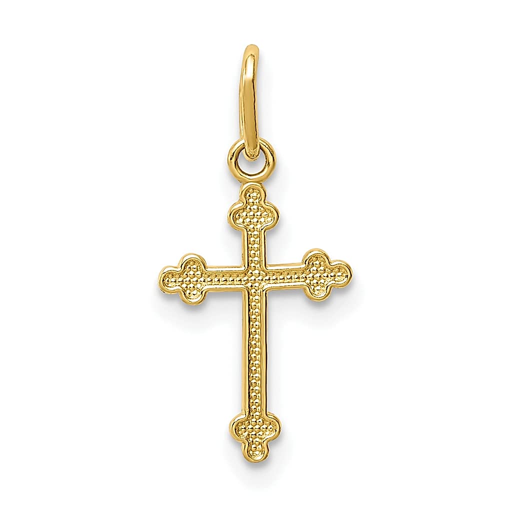 14K Yellow Gold Small Budded Cross Pendant Necklace - Religious Jewelry for Women, Dainty Christian Gift for Her - Perfect for Baptism, First Communion, Confirmation & Everyday Faith Wear