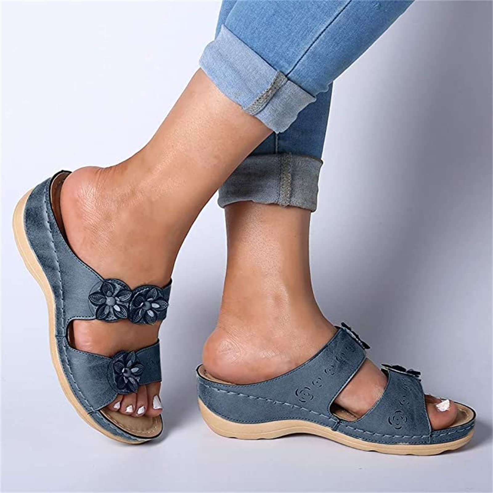 Lausiuoe Women's Summer Sandals - Casual Boho Flat Sandals with Open Toe | Cute Flip Flops for Beach, Vacation & Everyday Wear