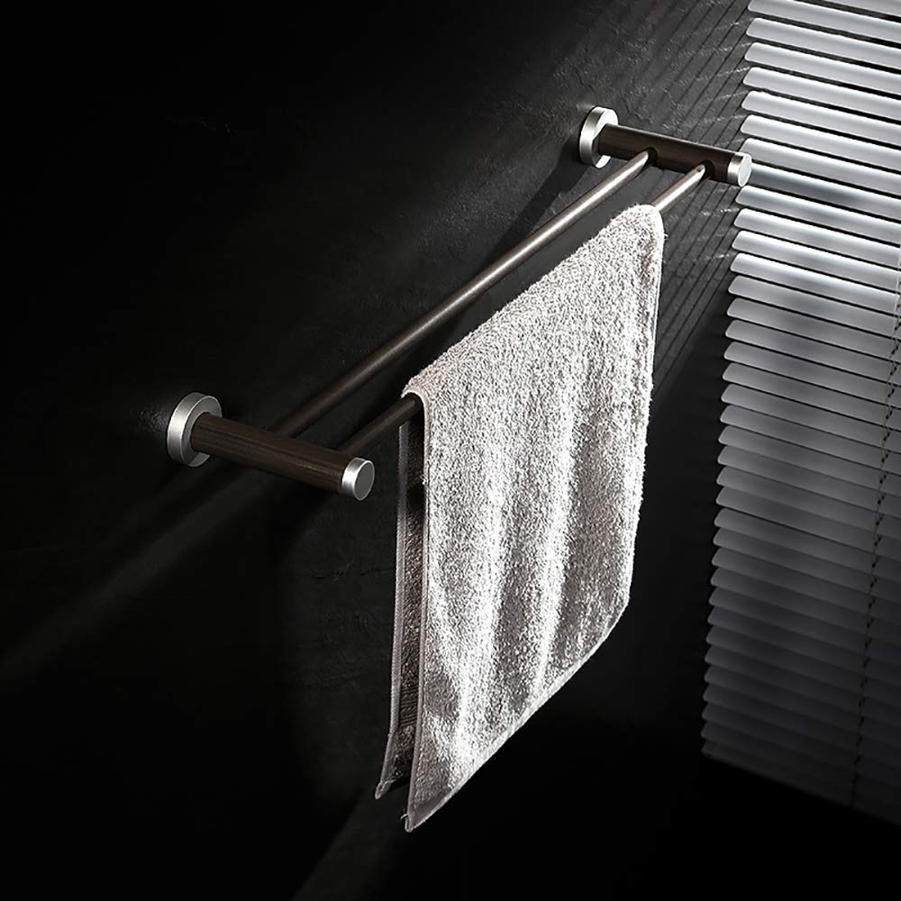 Wooden Wall Mounted Towel Rack - Double Rod Bathroom Towel Holder Stand for Bath, Shower & Spa - Rustic Home Decor Bathroom Accessory for Towels & Robes