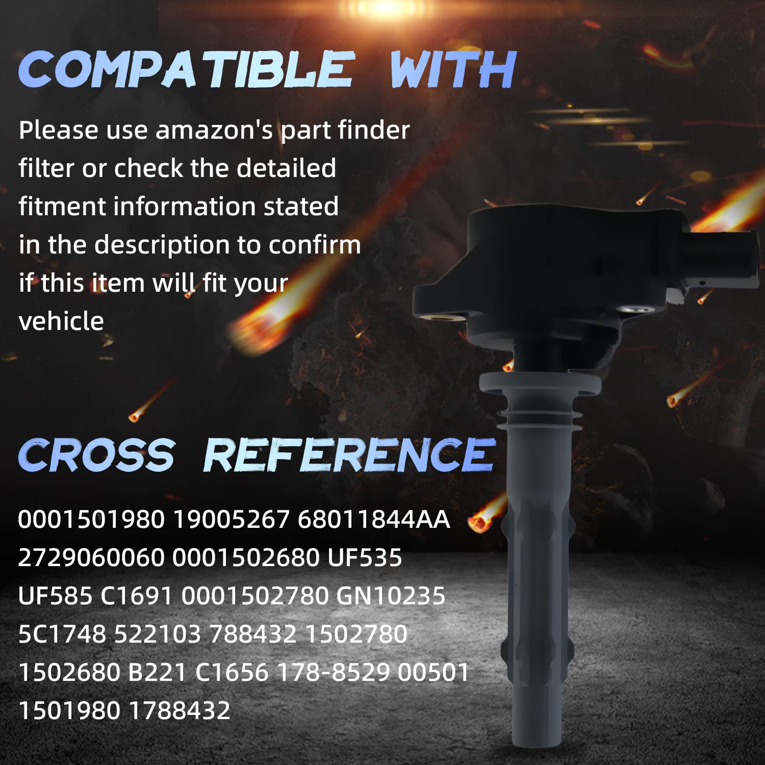 6-Pack New Ignition Coil on Plug Set Compatible with Mercedes-Benz C/E/S/R/CL/CLK/CLS/ML/GL/GLK/SL/SLK 07-08 & Dodge/Freightliner Sprinter - Replaces UF535, UF585, C1691 - Perfect for Engine Performance & Tune-Up Maintenance