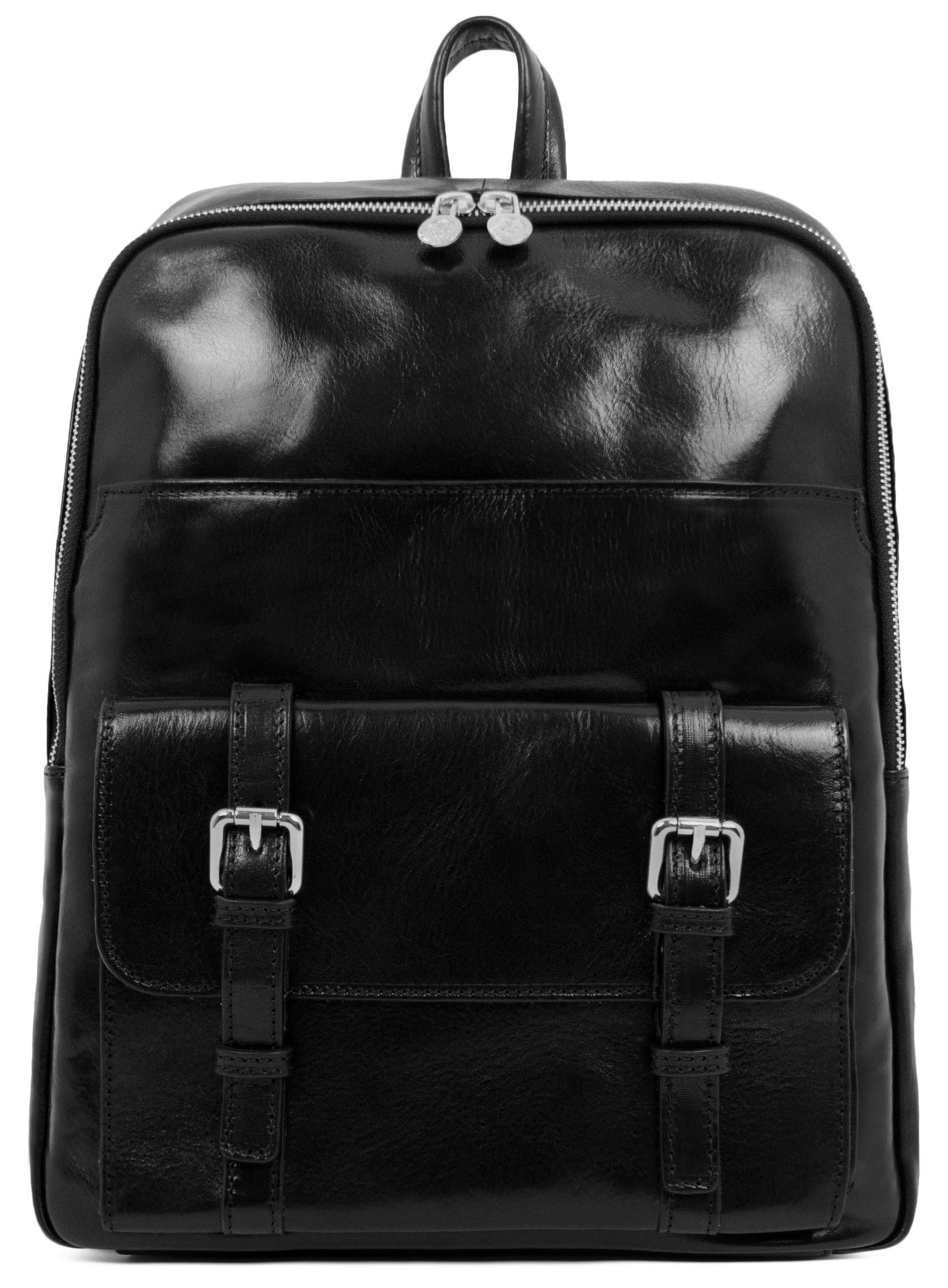 Vintage Leather Backpack for Women & Men - 15 Inch Laptop Rucksack Purse, Durable Black Book Bag for Travel, Work & School - Time Resistance